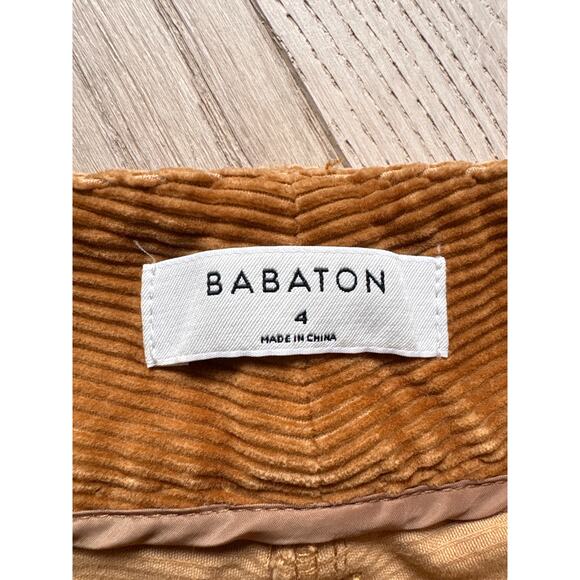 Babaton Cotton Corduroy Pants Camel Brown Straight Leg 4 - Picture 2 of 6
